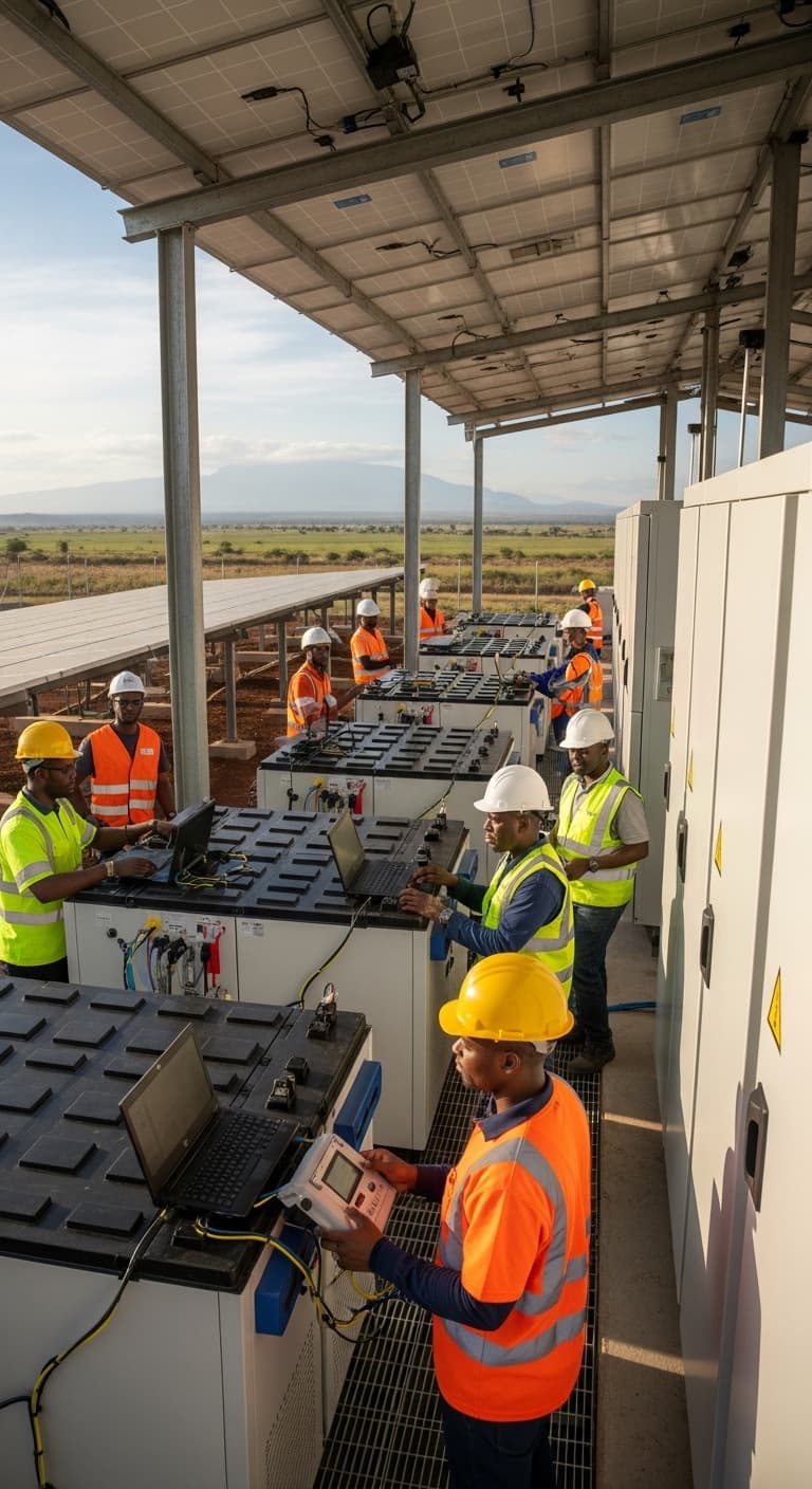 Energy storage facility technicians in Africa