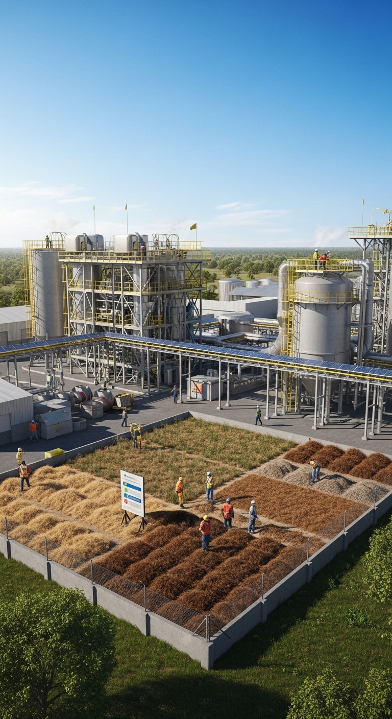 Biomass energy facility workers in Africa